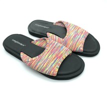 Comfortview Ive Sandals Slides Fabric Foam Rainbow Striped Colorful Size 8W - $19.24