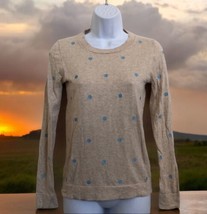 J. CREW Teddie oatmeal embroidered baby polka dot Light Sweater Women’s ... - $24.74