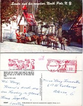 New York North Pole Santa with Reindeer Posted to Akron OH in 1958 VTG Postcard - £7.53 GBP