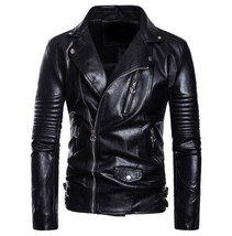 Men&#39;s Classic Military Style Faux Leather Motorcycle Jacket - £132.77 GBP