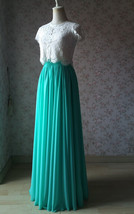 Blue Green Maxi Chiffon Skirt Outfit Women Custom Plus Size Chiffon Maxi Skirt image 3