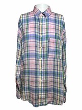 POLO RALPH LAUREN Shirt Mens XL Pink Plaid Linen Long Sleeve Classic Fit... - $25.37