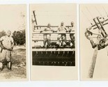 3 Telephone Linemen Up A Pole and on Platform Black &amp; White Photos - $47.52