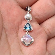 Natural MOONSTONE Necklace, 925 Sterling Silver, Moonstone, Pearl, Topaz, Neckla - £25.94 GBP