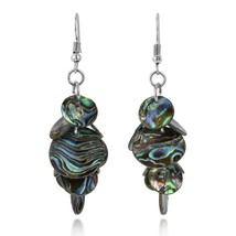Tropical Round Cluster of Abalone Seashell Dangle Earrings - £10.27 GBP