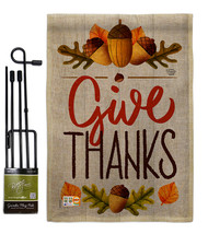 Give Thanks Burlap - Impressions Decorative Metal Garden Pole Flag Set GS192137- - $33.97