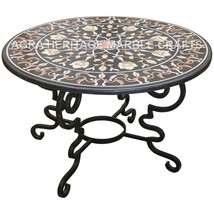 Marble Hallway Outdoor Dining Table Top Marquetry Inlay Stone Round Decor E636 - £894.57 GBP+