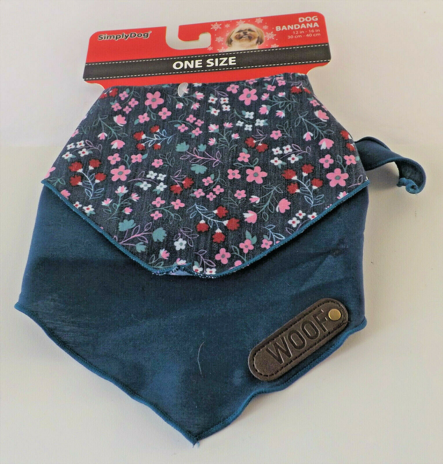 Dog Scarf/Bandana By SimplyDog Layered Floral/Solid Blue NWT 12&quot; to 16&quot; ... - $4.00