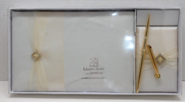 Lillian Rose Ivory Guest Book With Pen Set Gold Tone Rhinestone Detail - £7.46 GBP