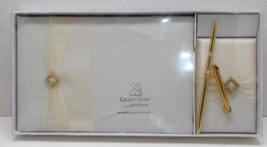 Lillian Rose Ivory Guest Book With Pen Set Gold Tone Rhinestone Detail - £7.46 GBP