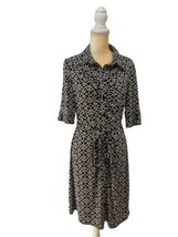 Laundry By Shelli Segal Black Geometric Quarter Sleeve Shirt Dress Women... - £14.74 GBP