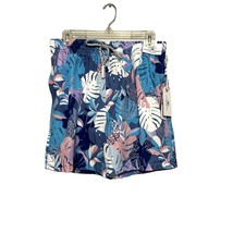 Vintage Swim Men&#39;s Multi Color Leaf Print Drawstring Quick Dry Swim Trun... - £13.95 GBP