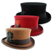 Wool Felt Coachman Top Hat Steampunk Tophat Topper Tuxedo Victorian Deadmans - £42.35 GBP
