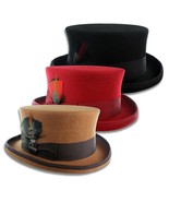 Wool Felt Coachman Top Hat Steampunk Tophat Topper Tuxedo Victorian Dead... - £42.20 GBP