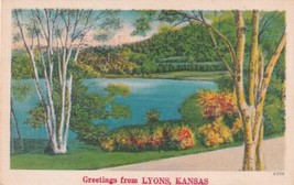 Lyons Kansas KS Greetings From Postcard D42 - $2.99