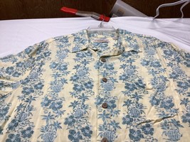 Caribbean Mens Hawaiian Floral Palm Trees Short Sleeve Rayon Shirt Large - $11.87