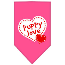 Puppy Love Screen Print Bandana Bright Pink Small - £9.11 GBP