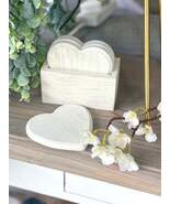 Wooden Ivory Heart Coasters - Set of 4 - $33.59 CAD