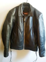 Interstate Leather Classic Black Motorcycle Biker Jacket Women&#39;s Size L Large - £39.80 GBP