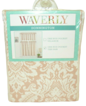 Waverly Donnington Blush Tier Curtain Set Kitchen Cotton Damask 52X36 New - $21.76