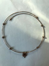 Estate Thin Liquid SIlver w Tiny Bumpy Beads Collar Necklace &amp; Dainty Nonmagneti - £15.57 GBP