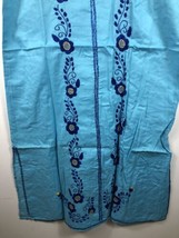 Embroidered Dress Size Large Womens Aqua Blue Boho Mexican Festival Boho Vintage - £44.21 GBP