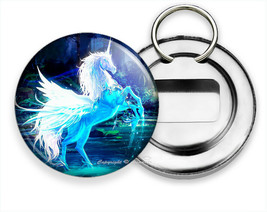 Whimsical Fantasy White Unicorn Horse Hd Beer Bottle Opener Keychain Keyfob Gift - £11.99 GBP