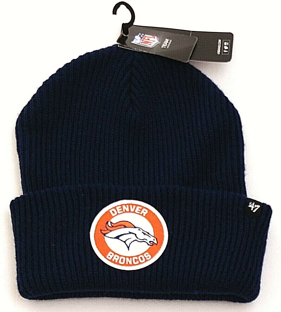 47 Brand NFL Team Denver Broncos Blue Knit Cuff Beanie Men's One Size NWT - $25.98