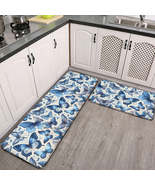 Blue Butterflies Kitchen Mat – Non-Slip Flannel Rug for Home Entryway or... - $75.71 CAD