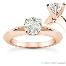 Round Cut Moissanite 14k Rose Gold Knife Edge 4-Prong Solitaire Engagement Ring - £584.72 GBP+