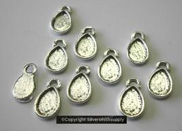 10 TEARDROP Bezel tray settings Silver pl 5X8 cabochon pendant earrings ... - £3.09 GBP