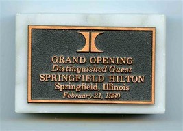 Springfield Hilton Hotel Marble Paperweight Springfield Illinois 1980 Guest - $17.82