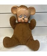 15&quot; Knickerbocker Pouting Teddy Bear Plush Vinyl Rubber Face Vtg 50s Mis... - $942.91 MXN