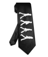Beatles Abbey Road Silhouette necktie black satin silk hand-painted tie - $28.00