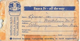 Vintage Distressed Used Santa Fe All The Way Train Railroad Bagge Luggag... - £11.84 GBP