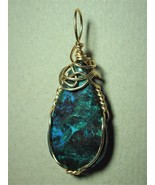 Chrysocolla Cuprite Malachite Cabochon Pendant Wire Wrapped 14K Gold Fil... - £57.55 GBP