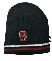 Stanford Cardinal BBH NCAA Logo Black Striped Ribbed Beanie Winter Knit Hat - $13.96