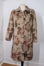 J Jill MP Brown Pink Floral Tapestry Mid-Length Button Coat - £51.98 GBP