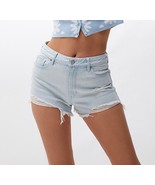 PacSun Shorts Women Eco Light Blue Distressed High Waisted Denim Festiva... - $18.78
