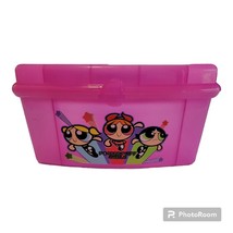 Y2K Power Puff Girls Pink Sparkly Makeup Case Carrier Mirror Bubbles 1999 VTG CN - £20.92 GBP