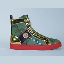 Mens High Top Shoes FIESSO by AURELIO GARCIA Chain Medusa Celebrity 2421 Green image 7