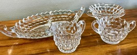 Fostoria American Clear Glass Relish Tray Sugar Bowl Creamer Bowl LOT Vintage - £29.88 GBP