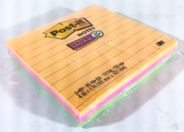 POST-IT STICKY NOTES 4445-3SSMX 3 LINED Pads x 45 sheet 4&quot; x 4&quot; Total 13... - $5.69