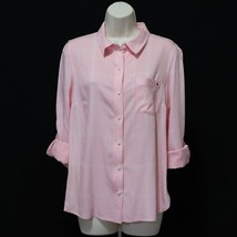 Tommy Hilfiger Women&#39;s Button Front Shirt M Medium Pink Plaid Roll Tab Sleeve - £25.10 GBP