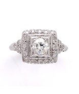 Vintage 14k White Gold Genuine Natural Diamond Ring w/Square Halo Design... - €840,37 EUR