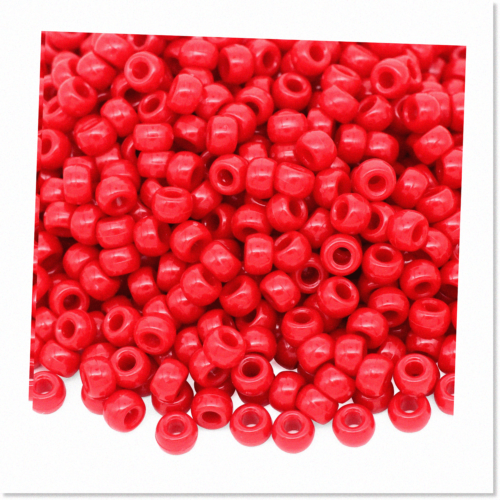 1000Pcs Vibrant Red Plastic Barrel Pony Beads - Ideal for Necklace, Hair... - $18.80