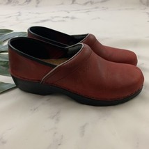 Ecco Womens Clogs Size 42 Red Leather Comfort Slip On Chunky Solid - £25.90 GBP