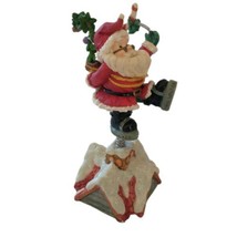 Enesco Vtg Santa Claus Figure Animated Jiggly Moon Boots On Roof Top Chr... - $24.74