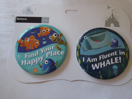 Disney Parks FINDING NEMO Buttons Find your Happy Place & I am Fluent in Whale - $6.52