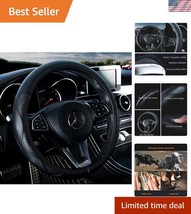 Black Leather Steering Wheel Cover - Slip-Resistant &amp; Universal 15-Inch ... - $60.00